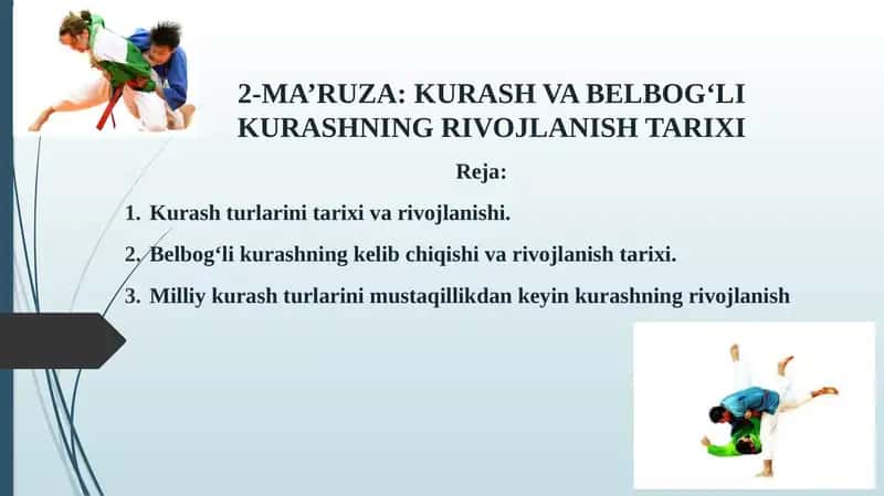 KURASH VA BELBOG‘LI KURASHNING RIVOJLANISH TARIXI