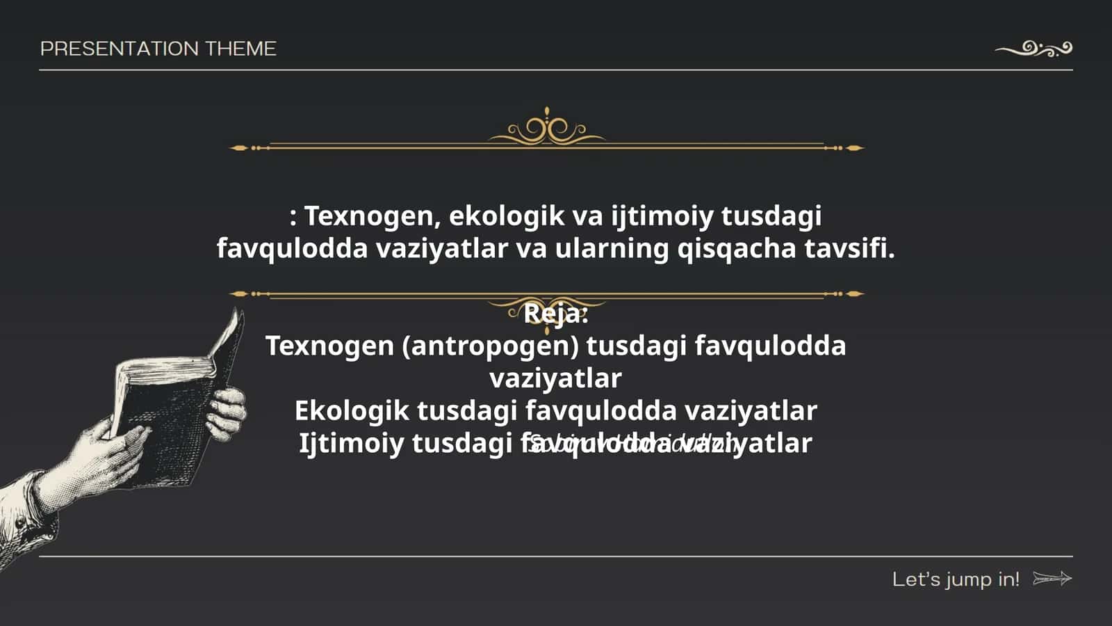 Texnogen, ekologik va ijtimoiy tusdagi favqulodda vaziyatlar va ularning qisqacha tavsifi