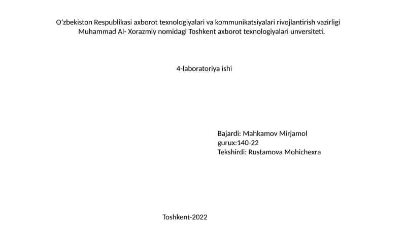 4-laboratoriya ishi