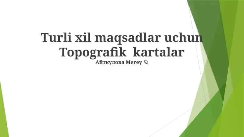 Turli xil maqsadlar uchun Topografik kartalar