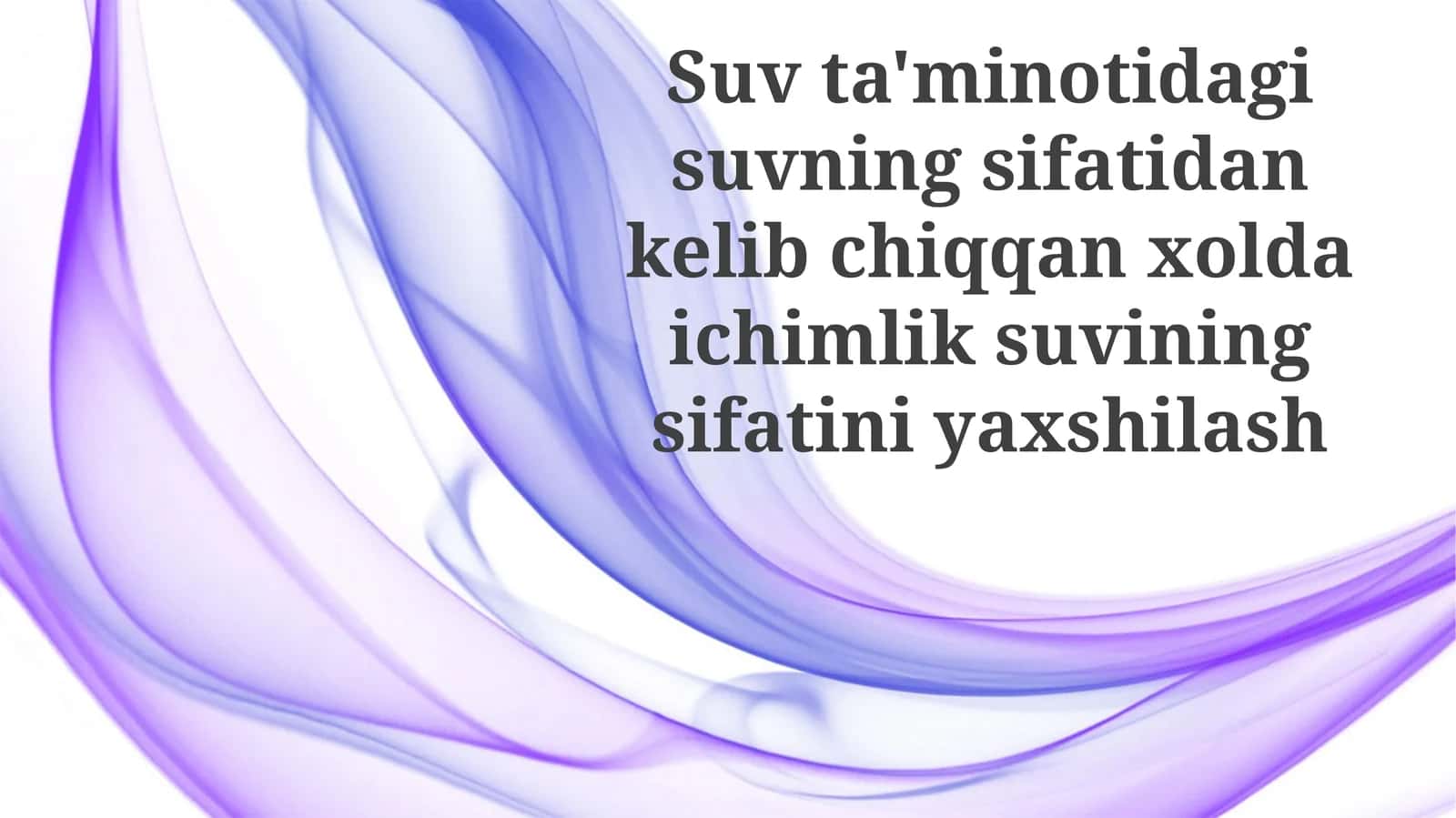 Ichimlik Suvi Sifatining Baholash