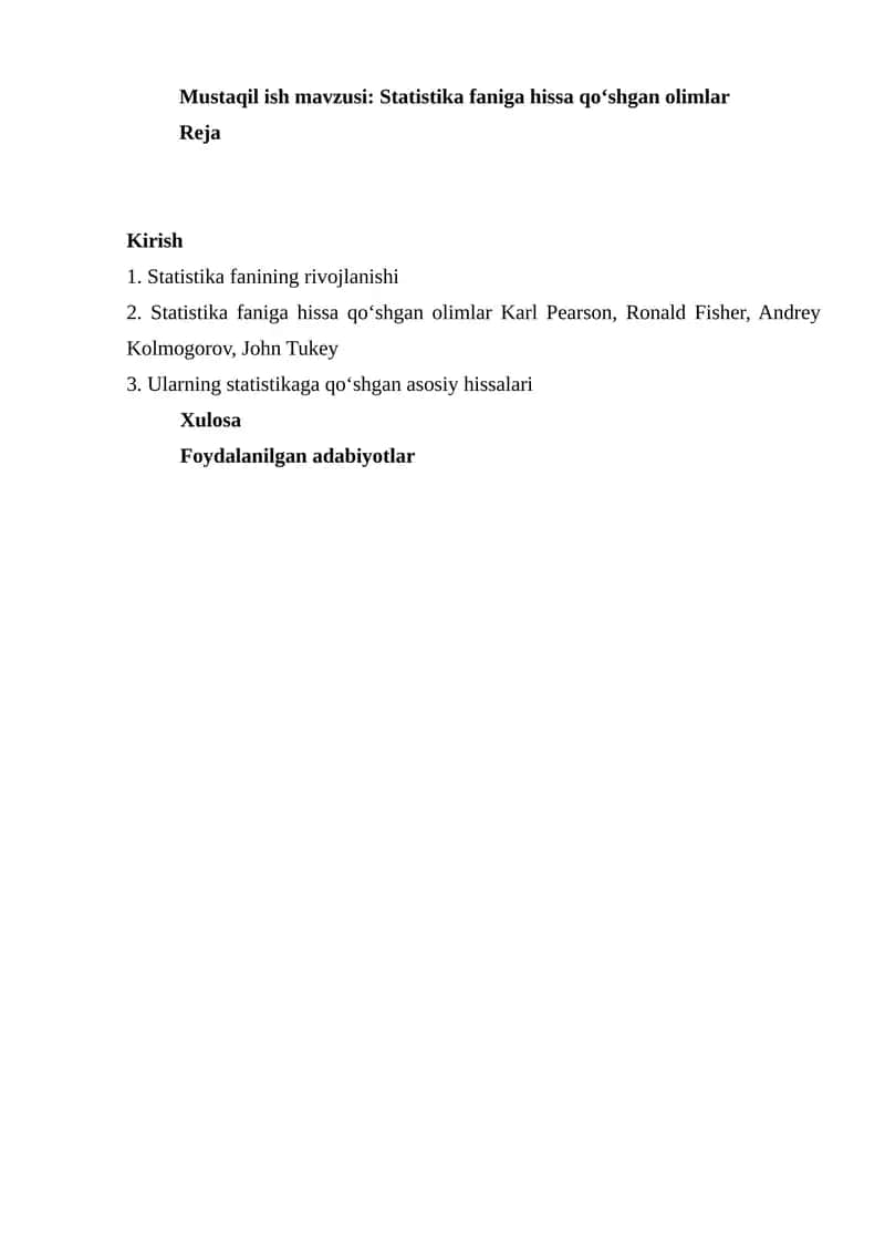 Statistika faniga hissa qo‘shgan olimlar