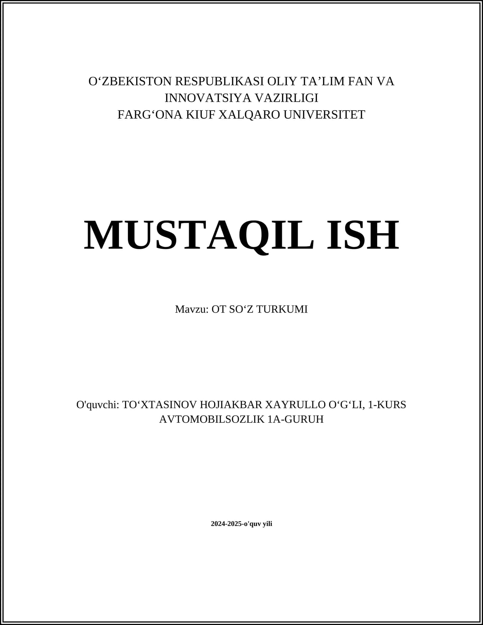 OT SOʻZ TURKUMI
