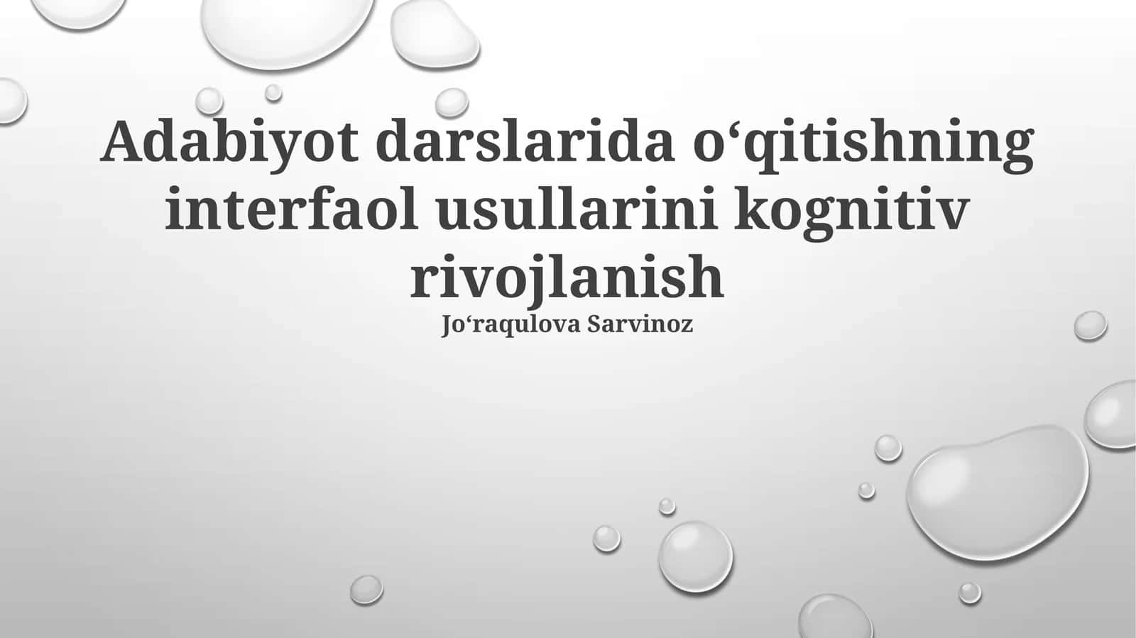 Adabiyot darslarida oʻqitishning interfaol usullarini kognitiv rivojlanish
