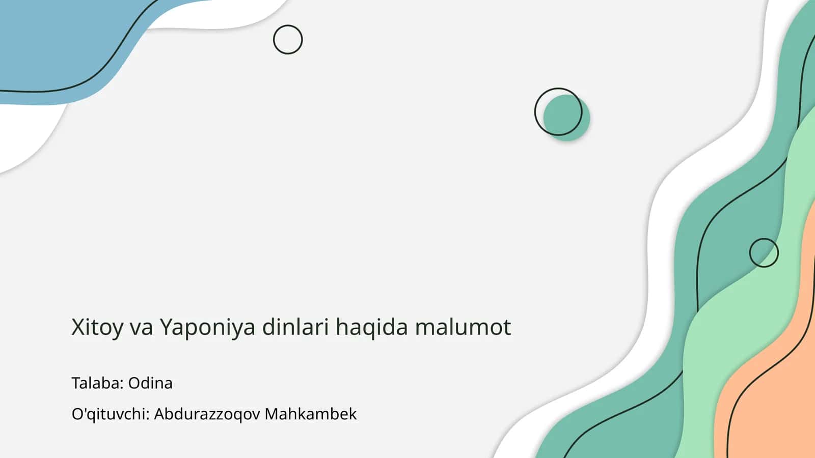 Xitoy va Yaponiya dinlari haqida malumot