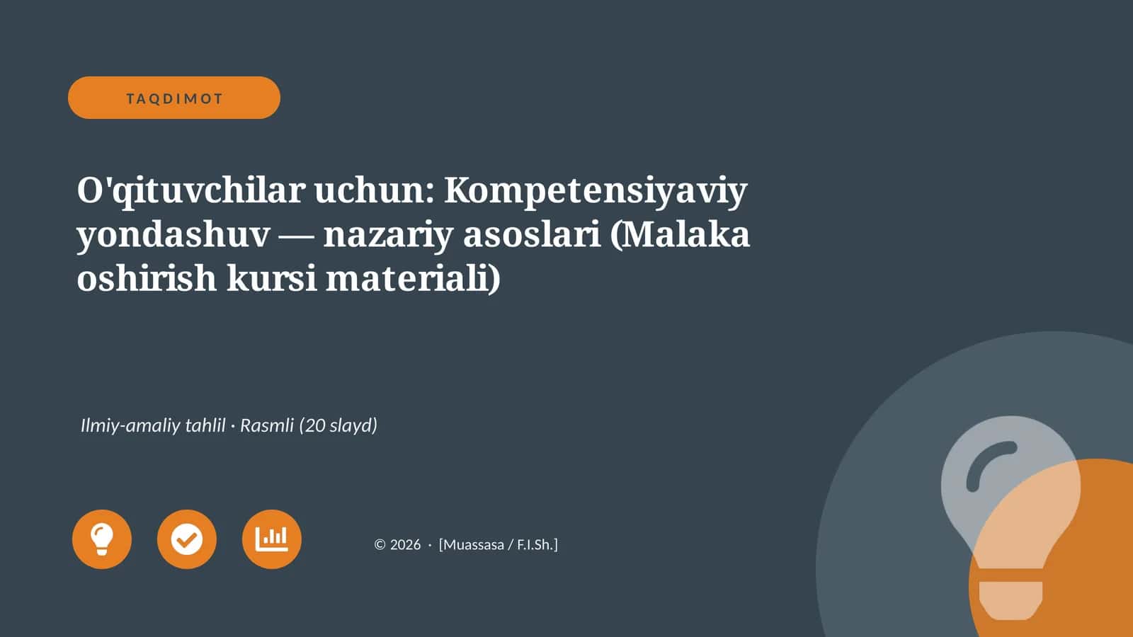 O'qituvchilar uchun: Kompetensiyaviy yondashuv — nazariy asoslari (Malaka oshirish kursi materiali)