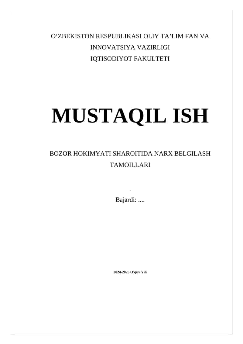 Narx belgilash tamoyillari