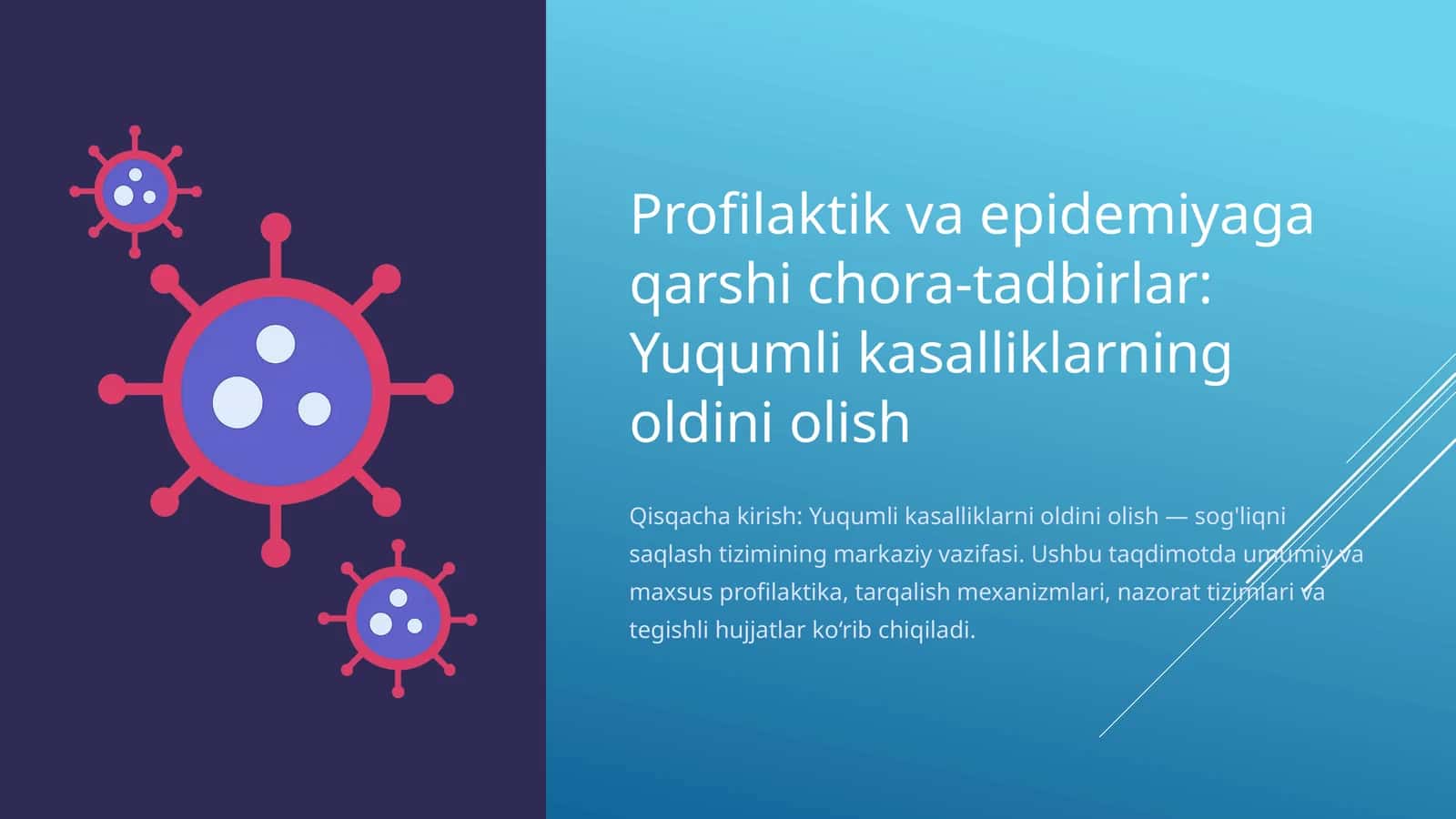 Profilaktik va epidemiyaga qarshi chora-tadbirlar: Yuqumli kasalliklarning oldini olish