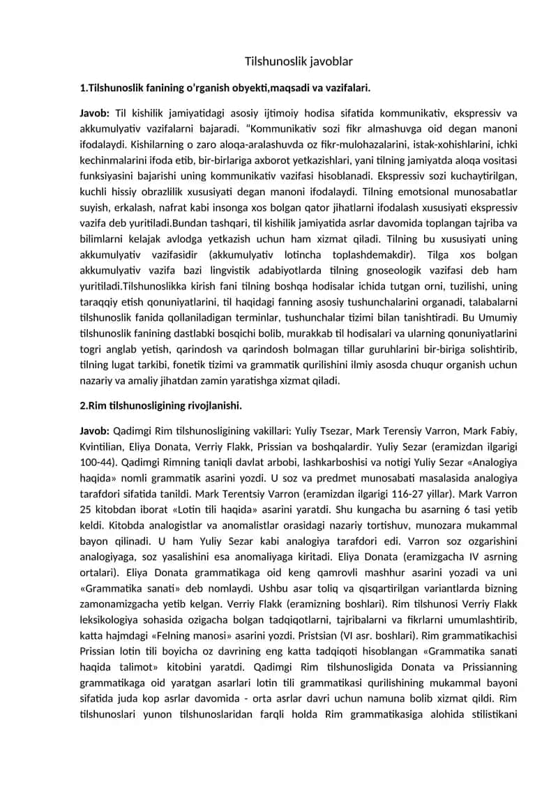 Tilshunoslik javoblar