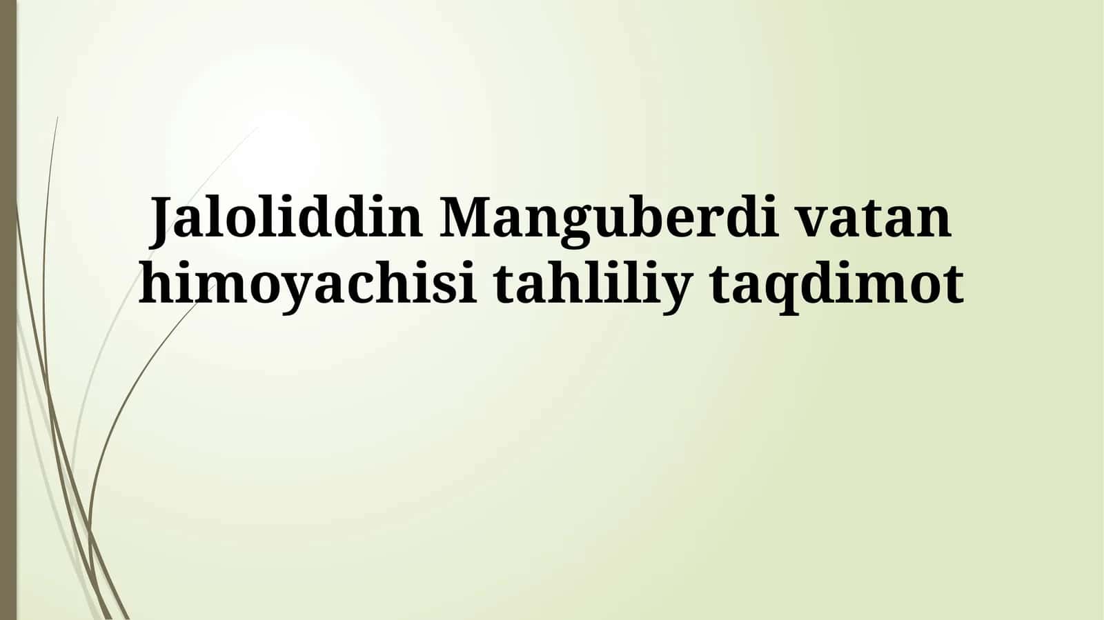 Vatan himoyachisi Jaloliddin Manguberdi tahliliy taqdimot