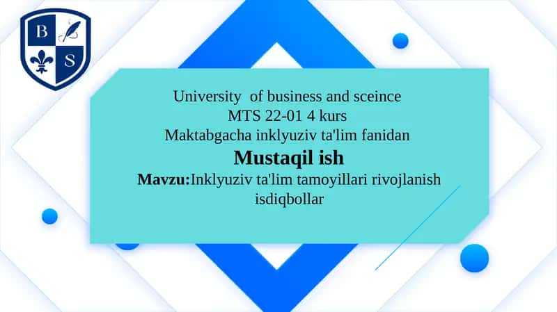 Inklyuziv ta'lim tamoyillari rivojlanish isdiqbollar