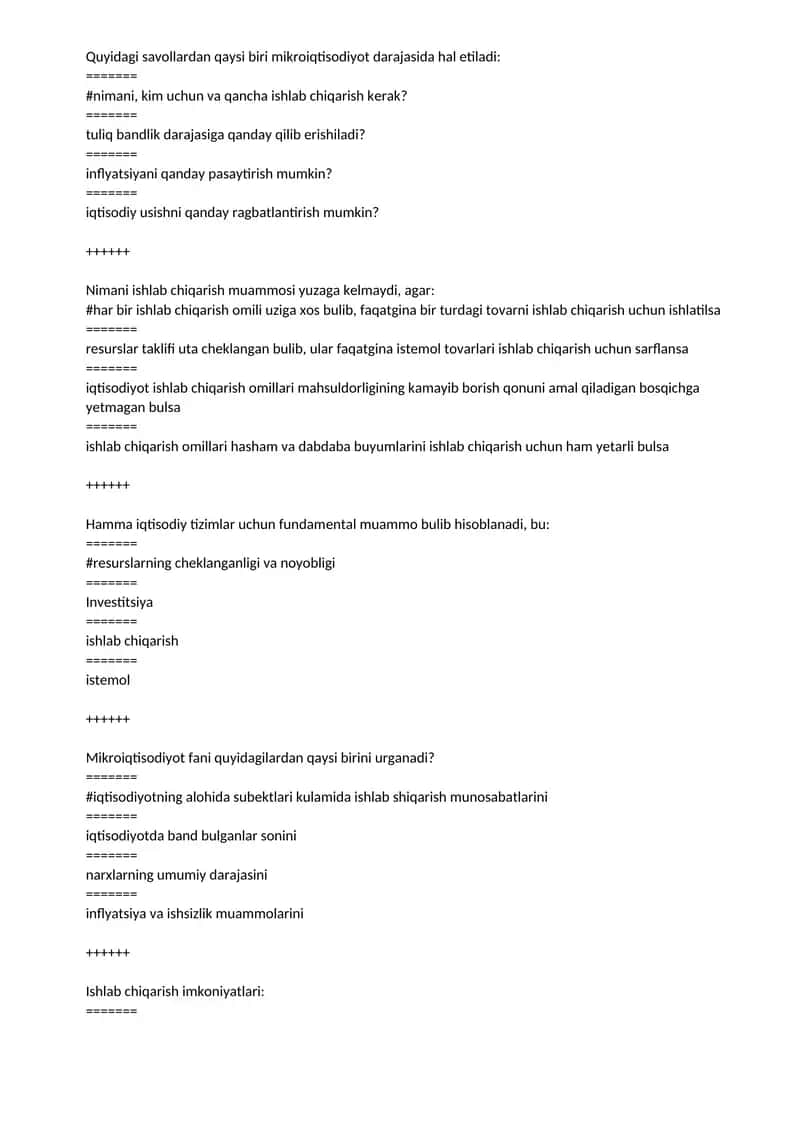Mikroiqtisodiyot TEST 120 yakuniy