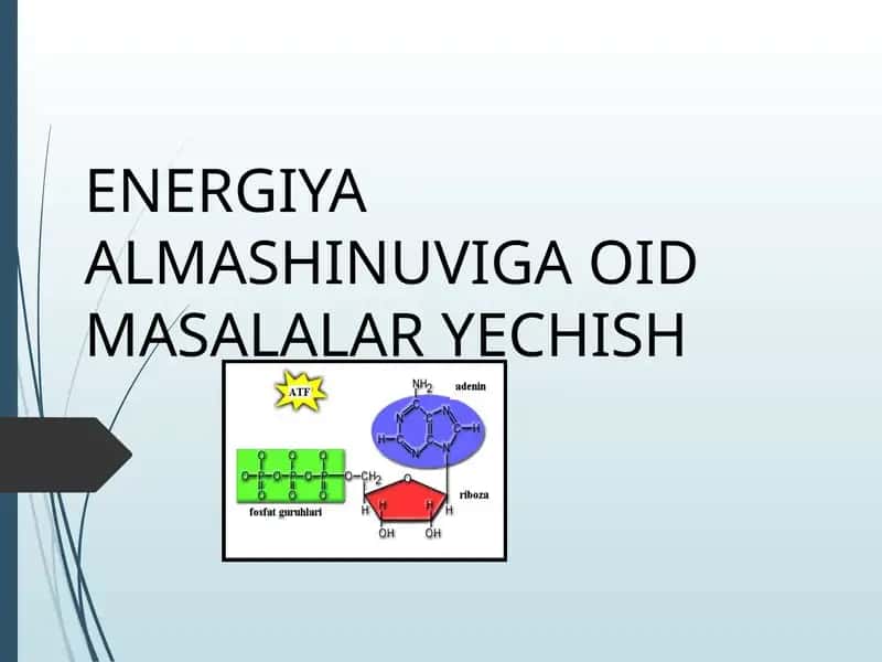ENERGIYA ALMASHINUVIGA OID MASALALAR YECHISH
