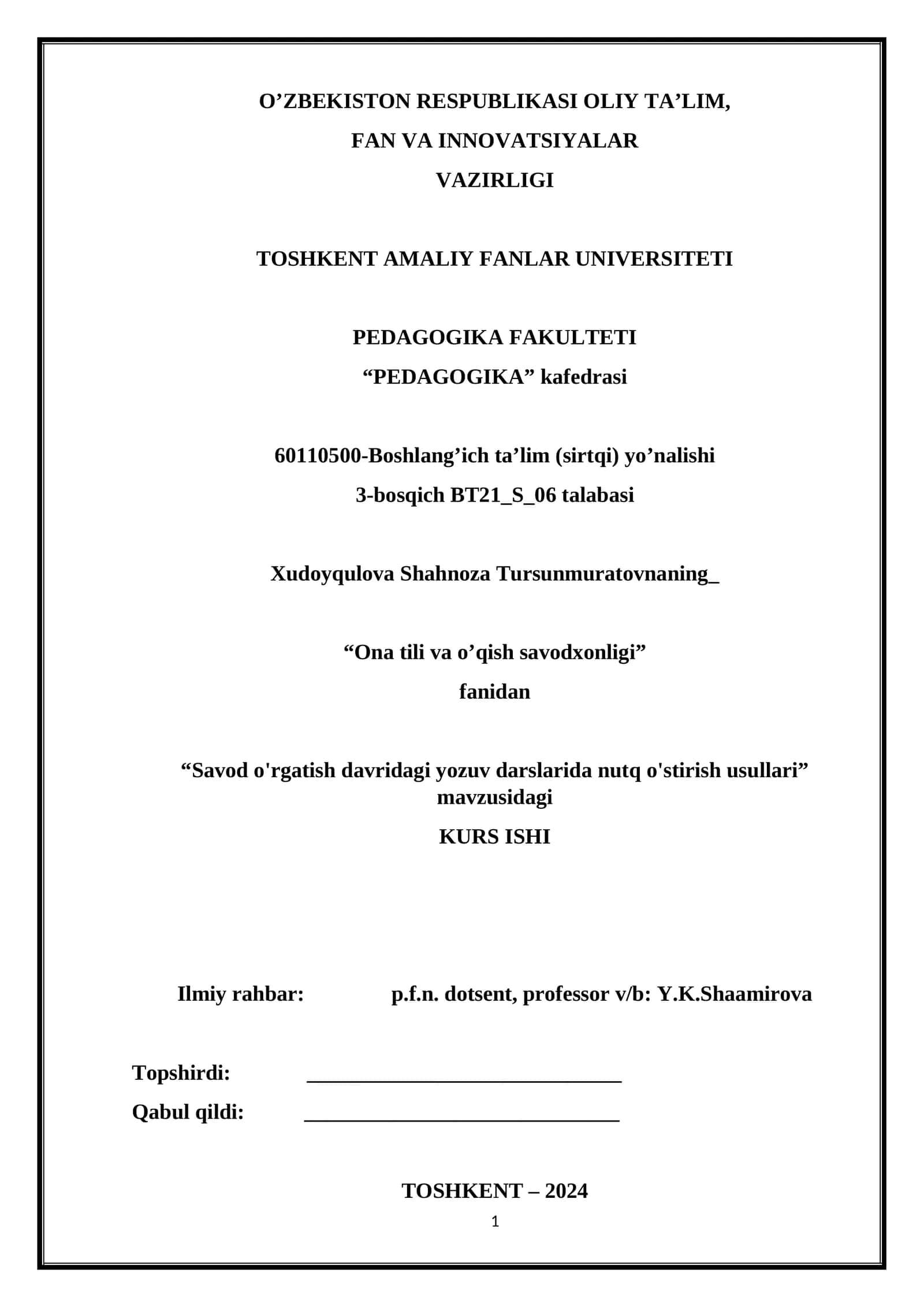 Savod o'rgatish davridagi yozuv darslarida nutq o'stirish usullari