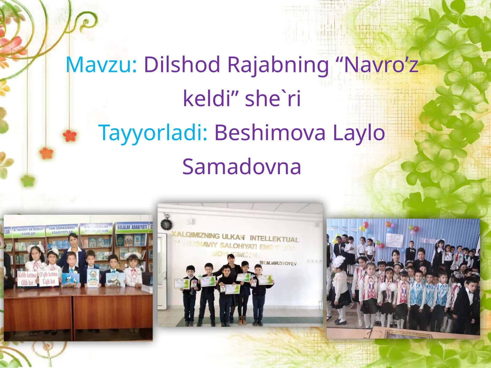 3-sinf O'qish fanidan Navro'z keldi she'ri dars taqdimot