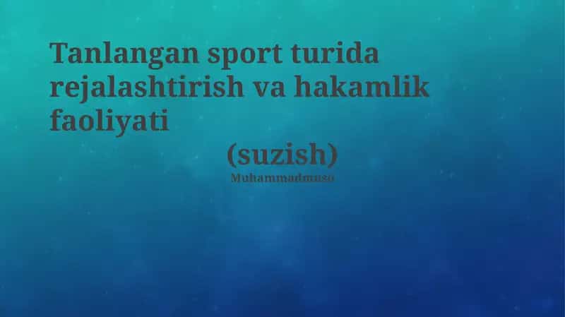 Tanlangan sport turida rejalashtirish va hakamlik faoliyati