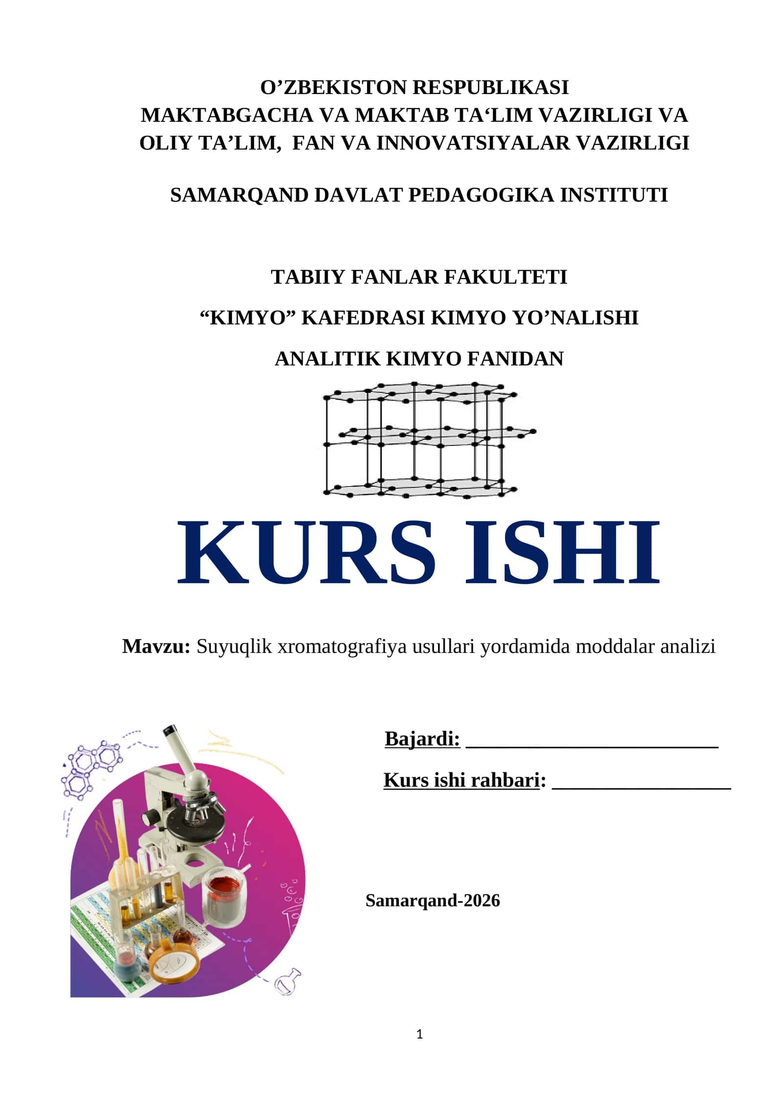 Suyuqlik xromatografiya usullari yordamida moddalar analizi