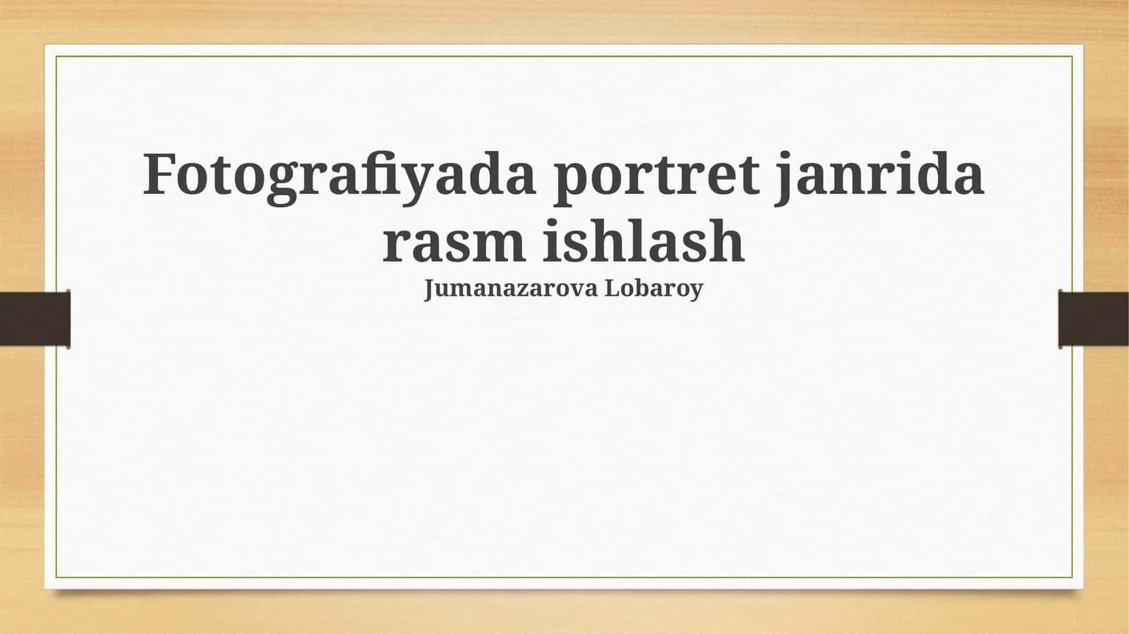Fotografiyada portret janrida rasm ishlash