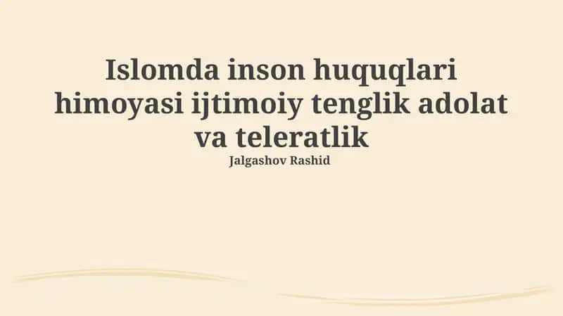Islomda Inson Huquqlari Himoyasi