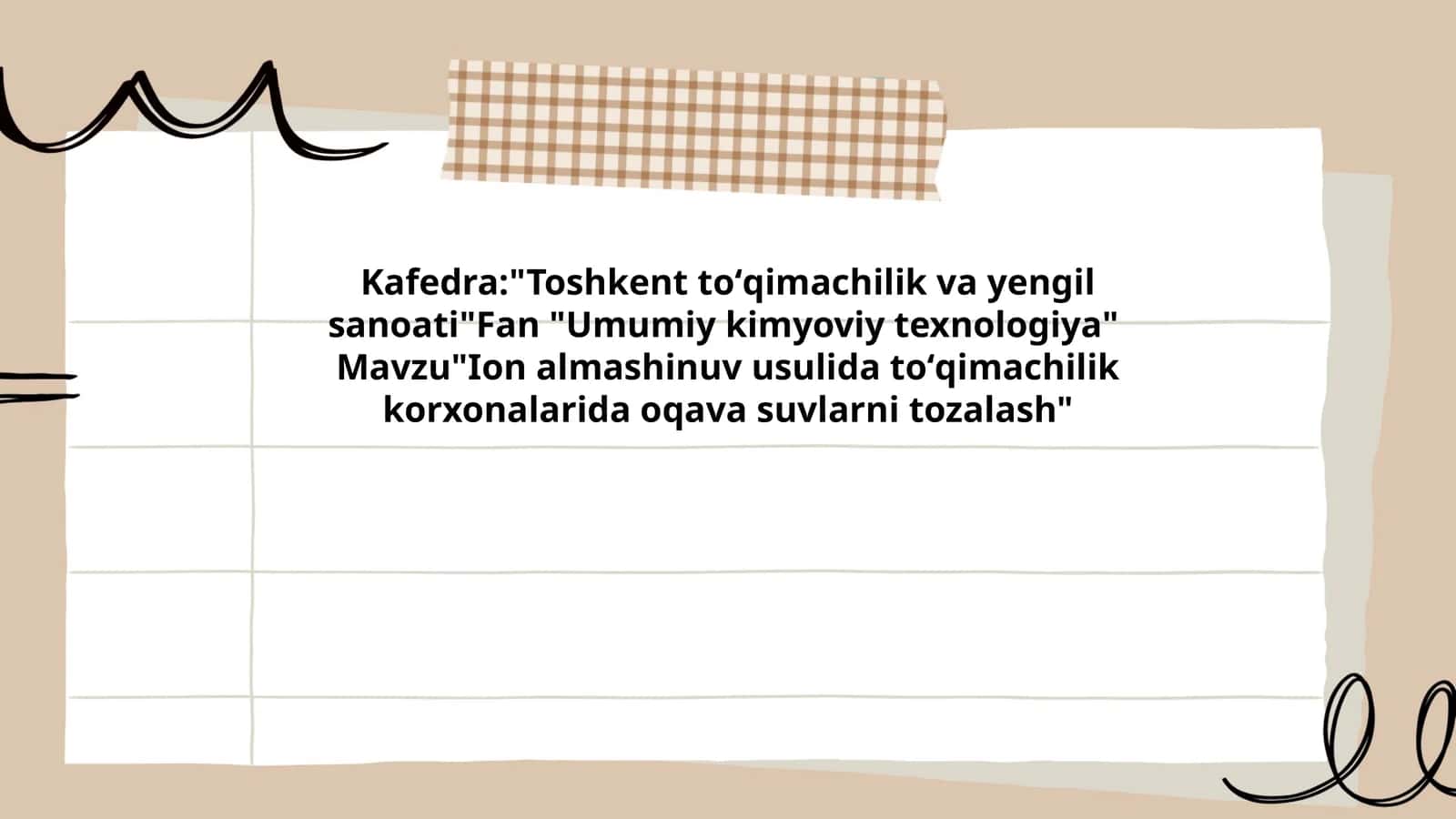 Ion almashinuv usulida toʻqimachilik korxonalarida oqava suvlarni tozalash