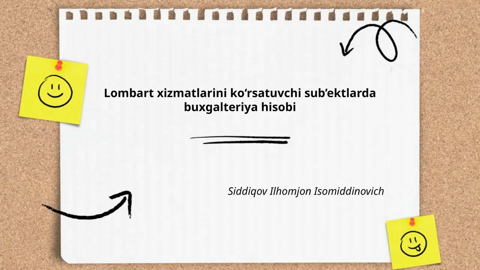 Lombart xizmatlarini ko‘rsatuvchi sub’ektlarda buxgalteriya hisobi
