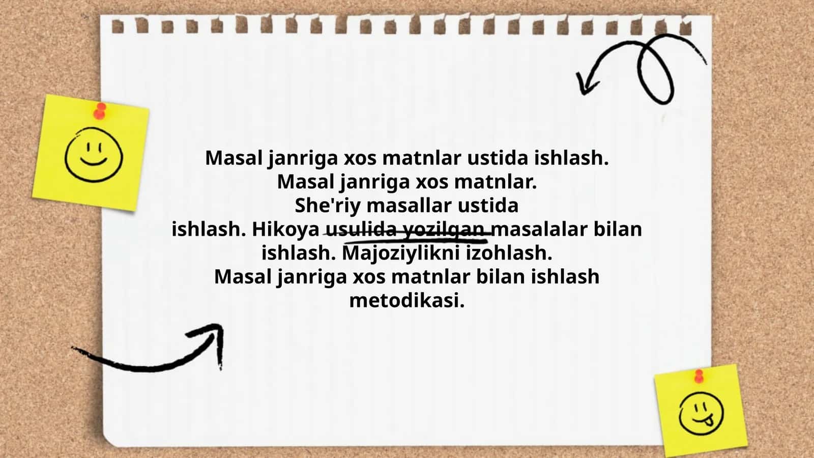 Masal janriga xos matnlar ustida ishlash
