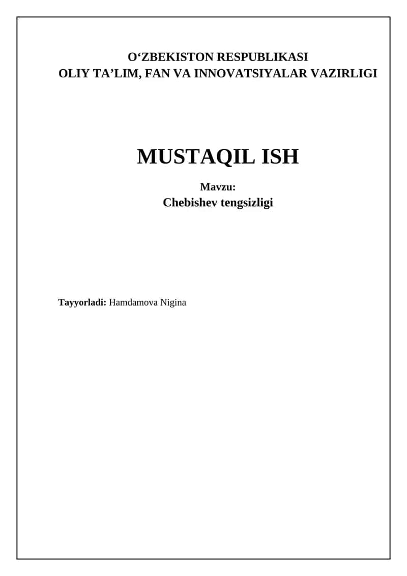 Chebishev tengsizligi