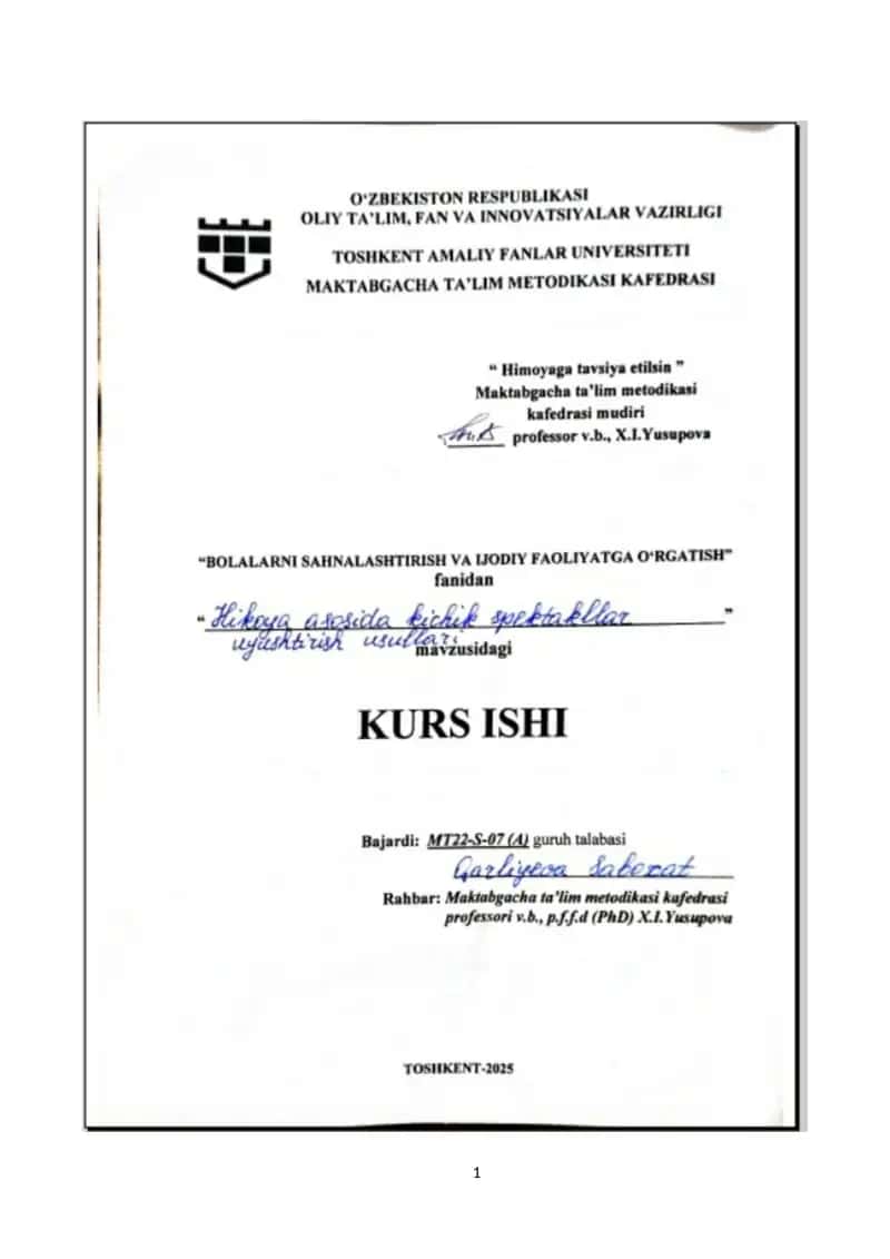 Hikoya asosida kichik spektakllar uyusgtirish usullari