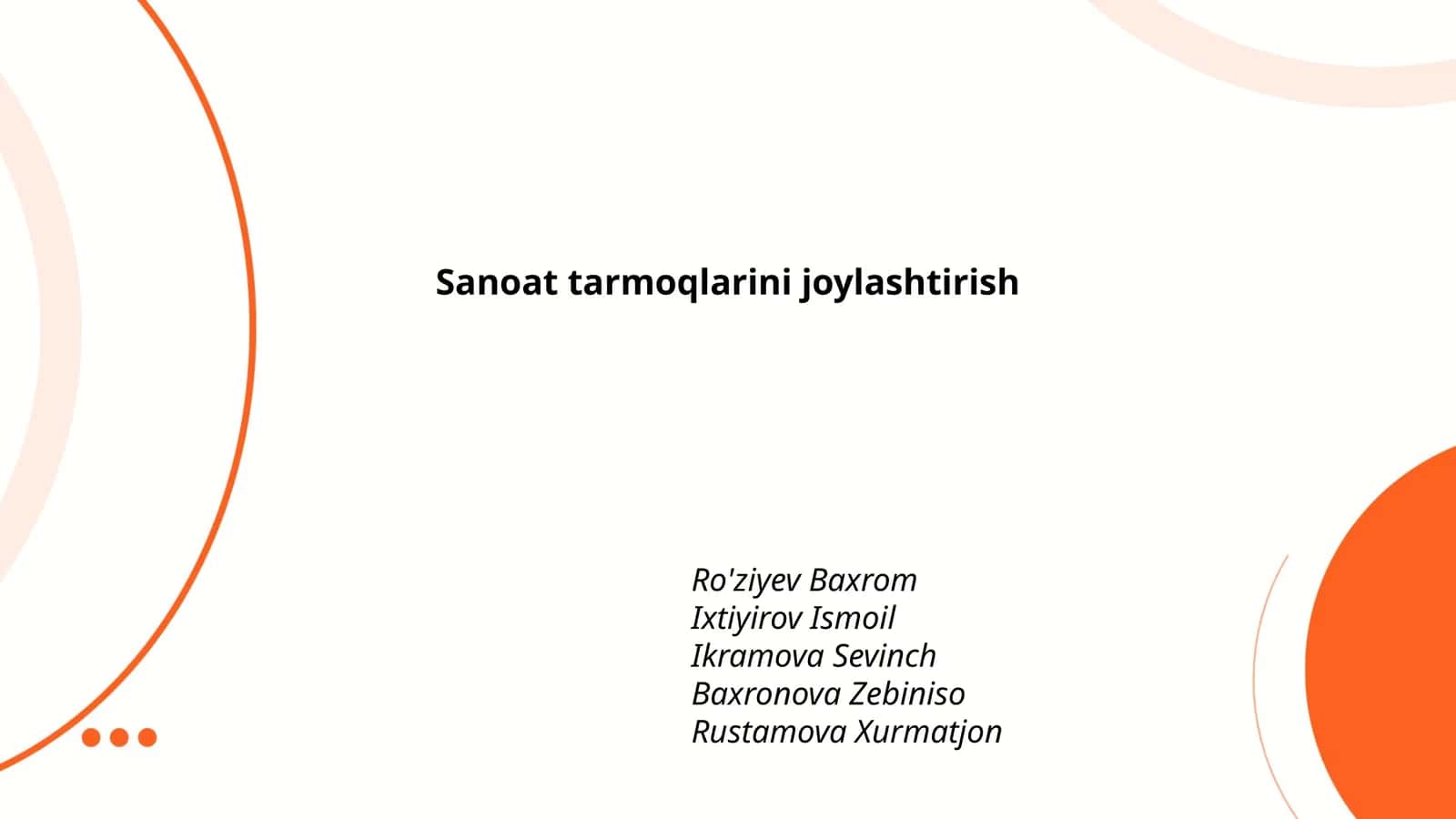 Sanoat tarmoqlarini joylashtirish