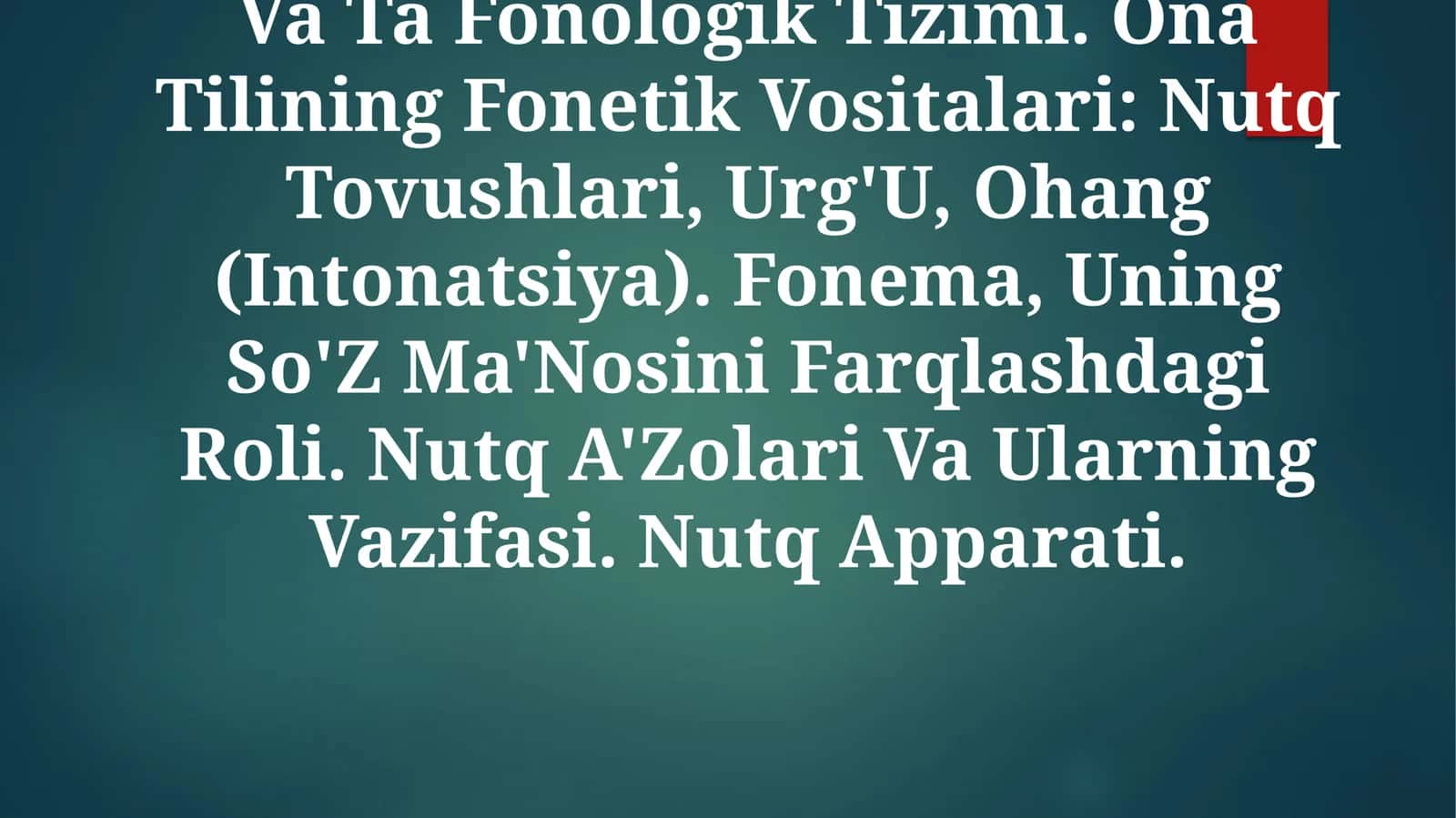 Fonetika Va Fonologiya