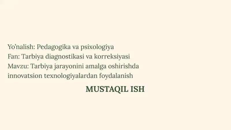 Tarbiyadiagnostikasi va korreksiyasi