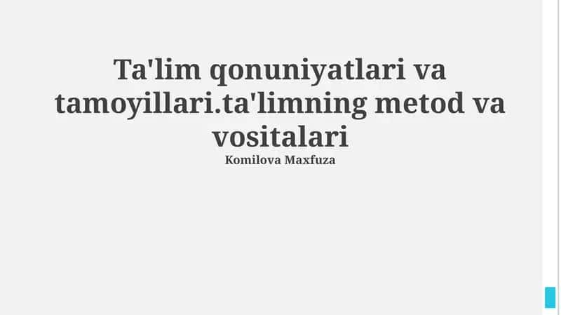 Ta'lim qonuniyatlari va tamoyillari