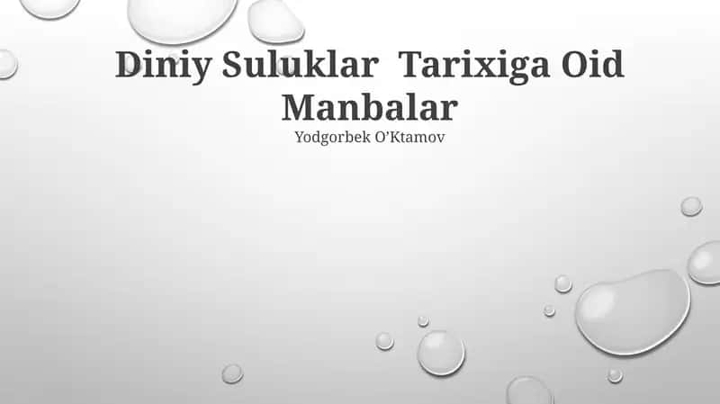 Diniy Suluklar Tarixiga Oid Manbalar