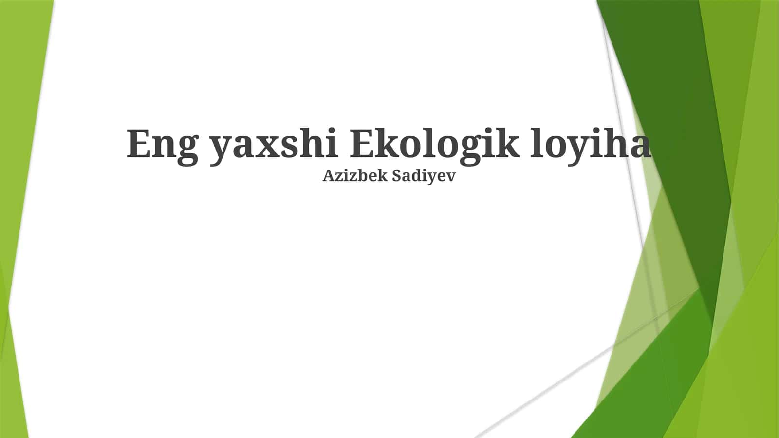 Eng yaxshi Ekologik loyiha