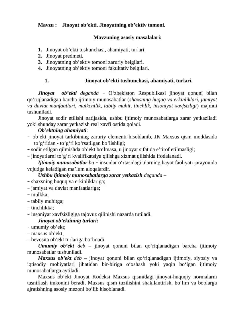 Jinoyat ob’ekti