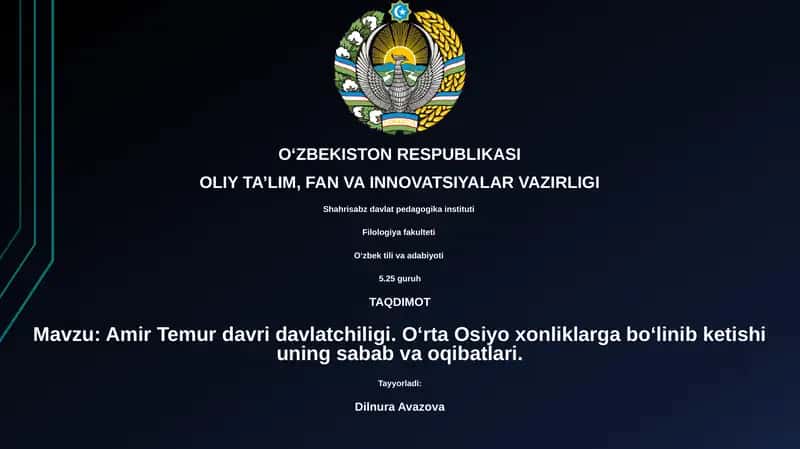 Amir Temur davri davlatchiligi