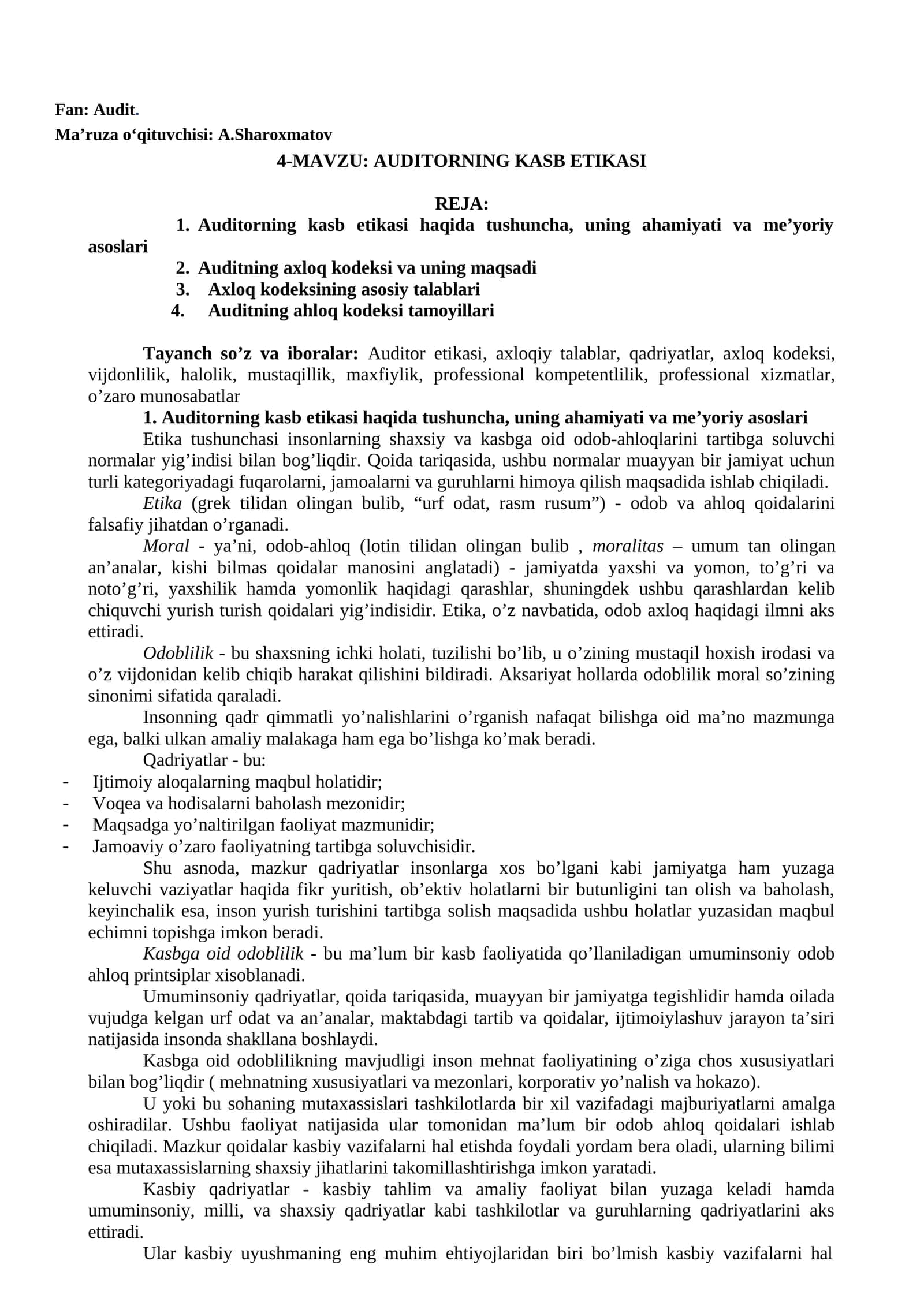 AUDITORNING KASB ETIKASI