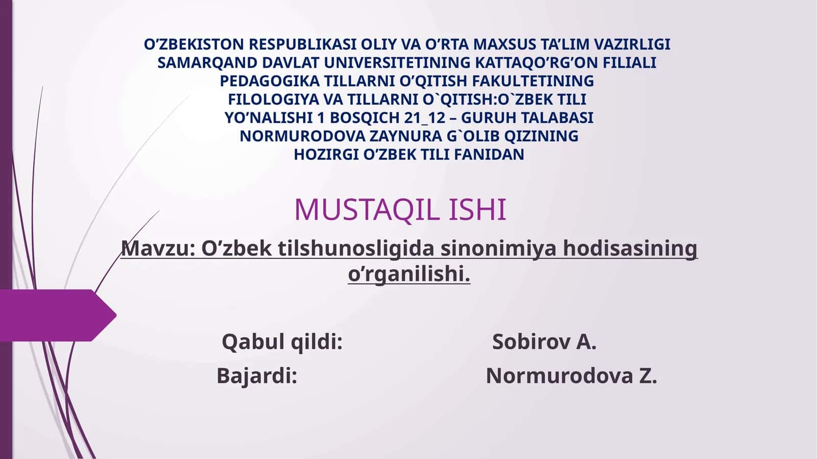 O’zbektilshunosligida sinonimiyahodisasining o’rganilishi