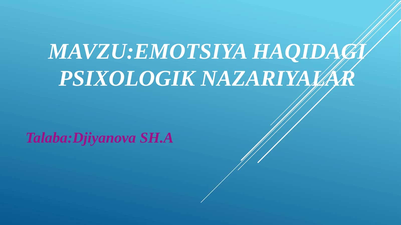 haqidagi psixologik nazariyaEmotsiyalar