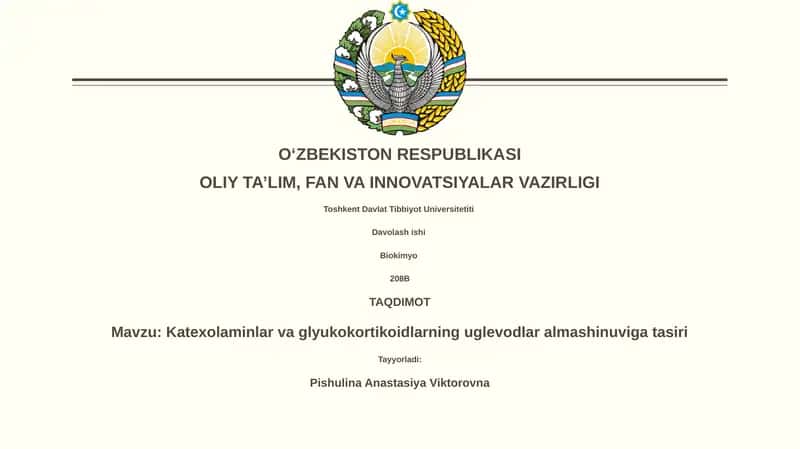 Katexolaminlar va glyukokortikoidlarning uglevodlar almashinuviga tasiri