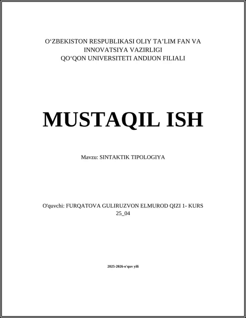 SINTAKTIK TIPOLOGIYA