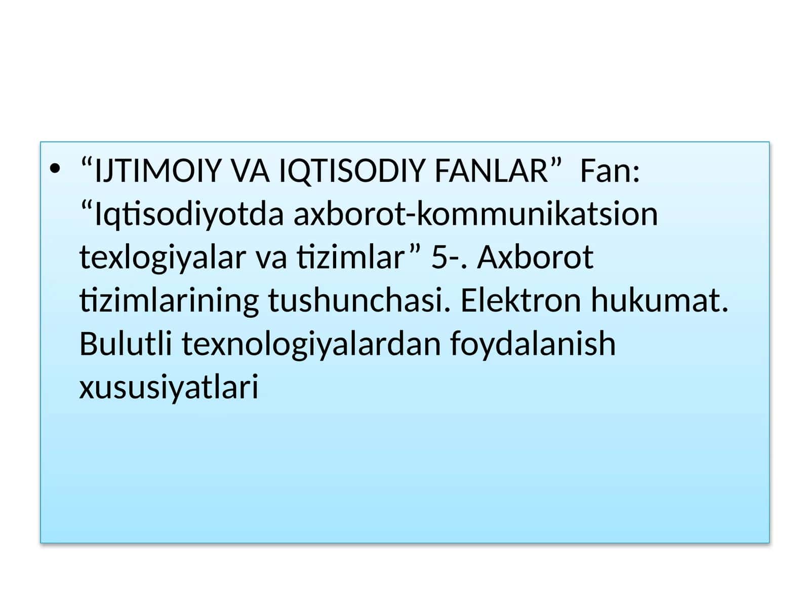 IJTIMOIY VA IQTISODIY FANLAR