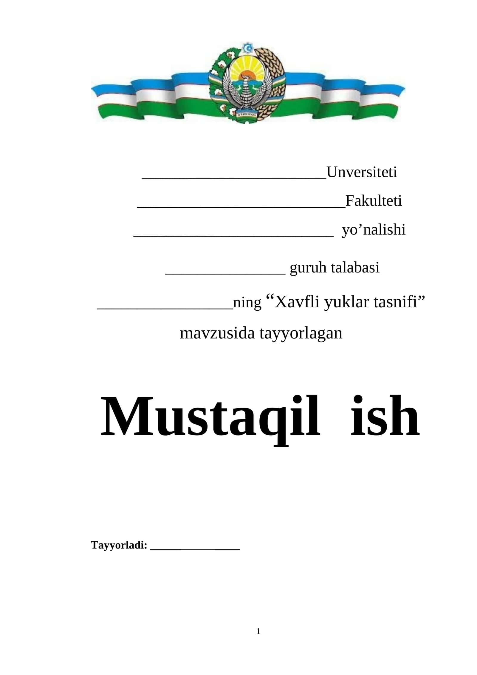 Xavfli yuklar tasnifi