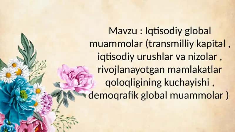 Iqtisodiy global muammolar