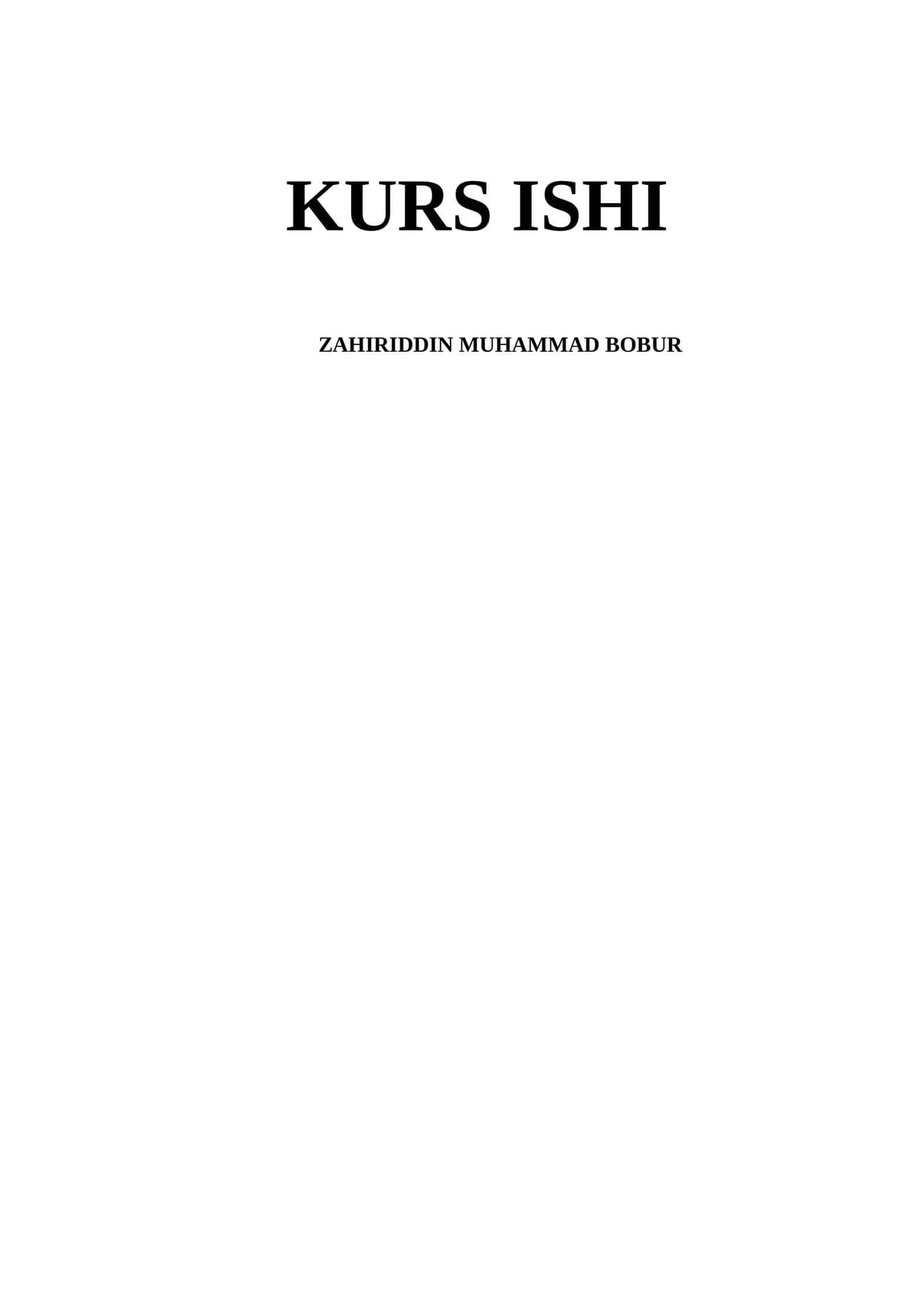 ZAHIRIDDIN MUHAMMAD BOBUR