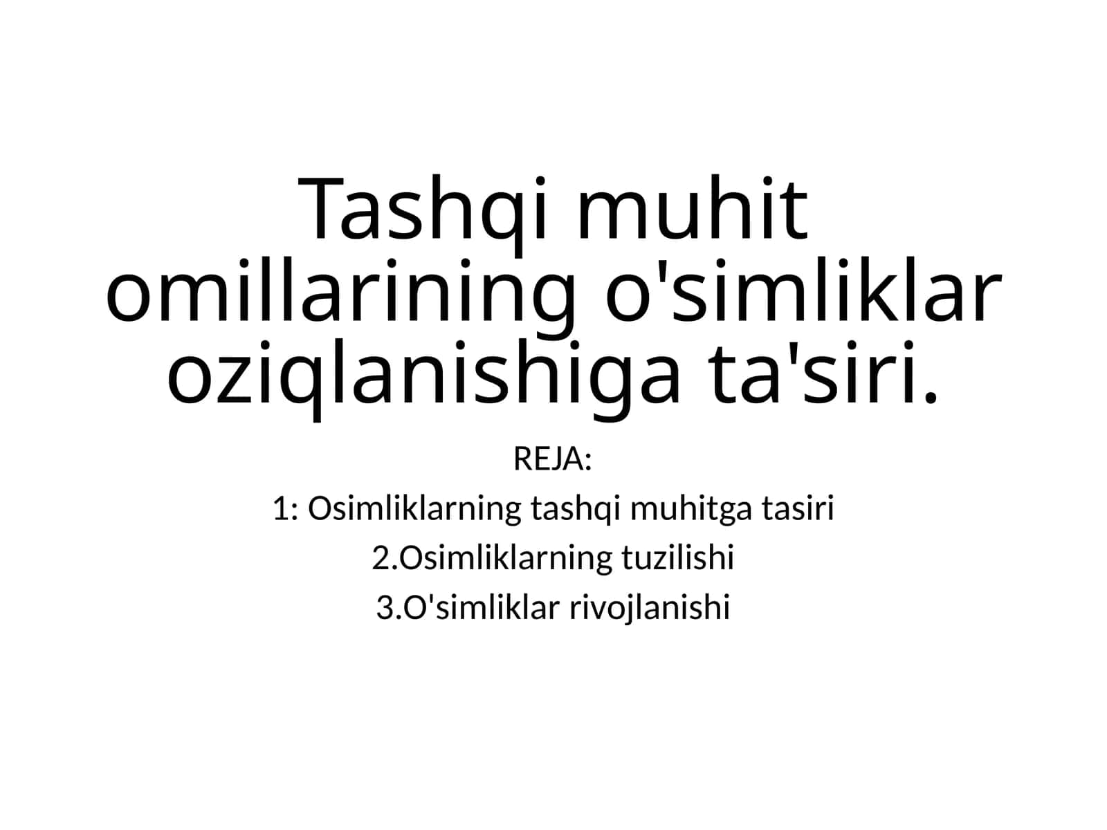 O'simliklar Oziqlanishi