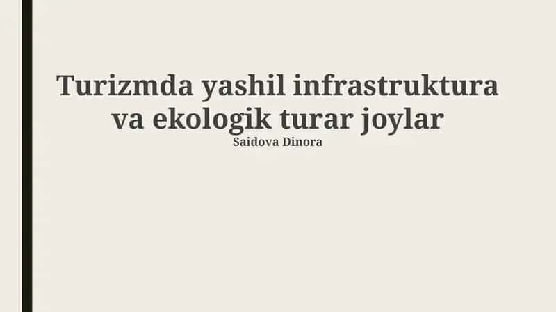 Yashil infratuzilma va ekoturizm