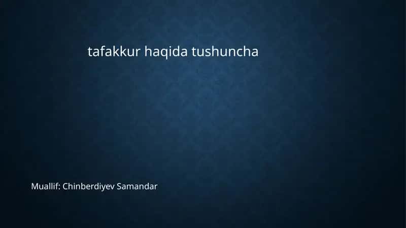 Tafakkur haqida tushuncha