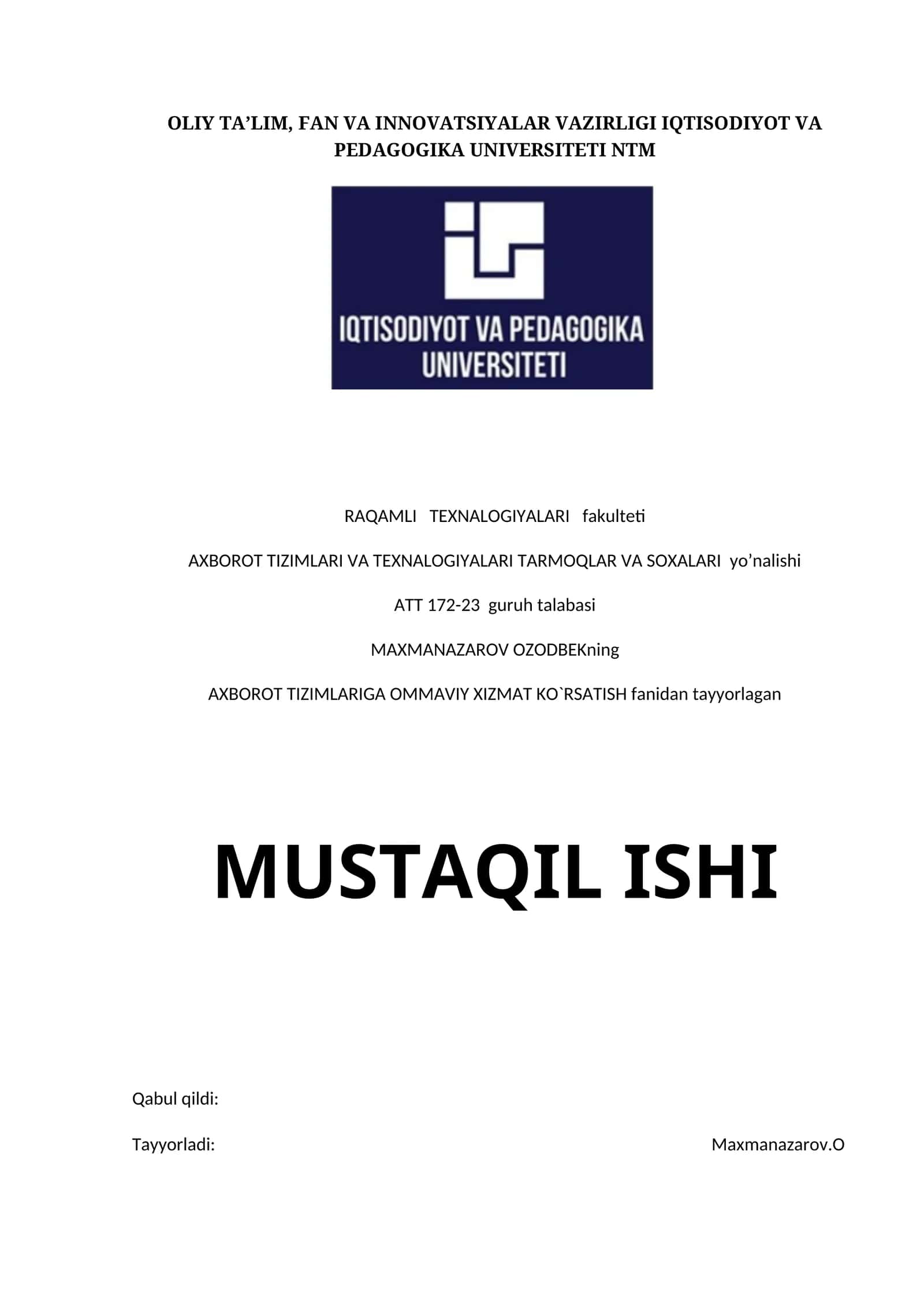 Ommaviy xizmat ko‘rsatish nazariyasi va uning rivojlanish tarixi