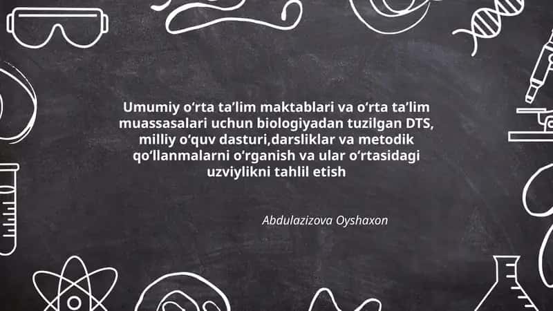 Biologiyadan tuzilgan DTS